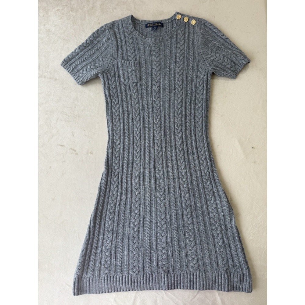 Brooks Brothers Women's Classic Gray Cable‎ Knit Sweater Dress Wool Blend XS